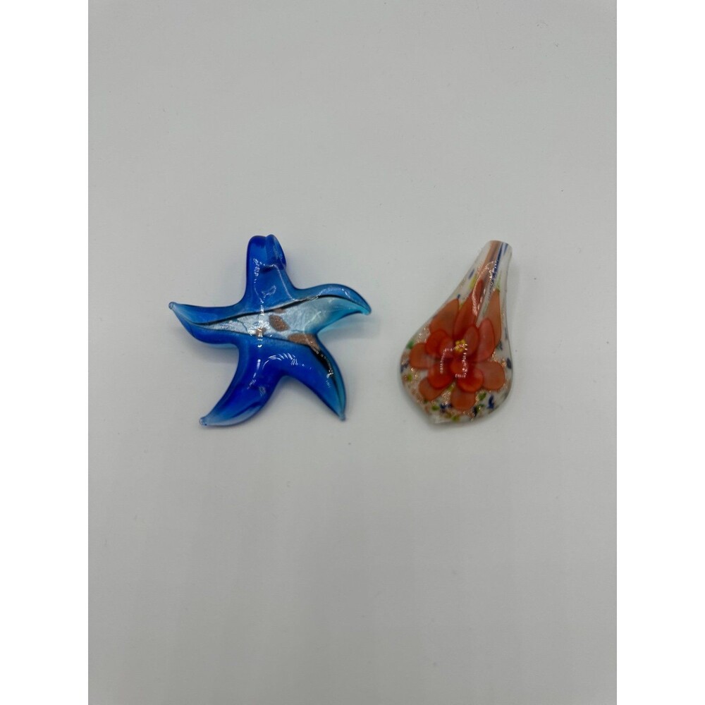 MURANO  GLASS STYLE PENDANTS SET OF 2